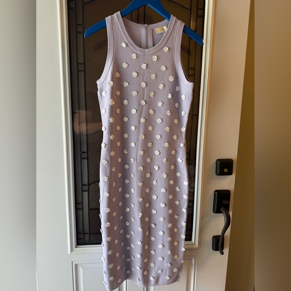 Lavender Sleeveless Sequined Flower Dress